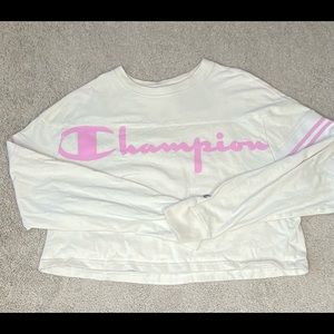 Champion jersey style crop top long sleeve